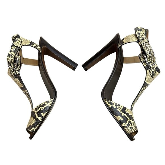 RALPH LAUREN Emilie Snakeskin Heels Open Toe Size 7 Designer - Picture 4 of 6
